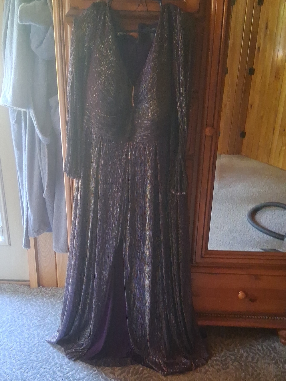 R&M Richards Metallic Purple Evening Dress